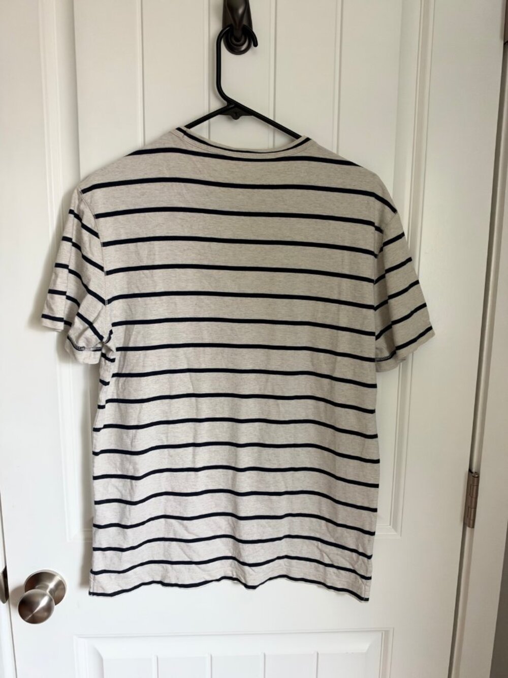 Banana Republic Womens Striped Tee S Gray Navy Crew Neck Supima Cotton T-Shirt